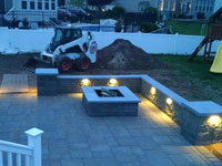 Fire Pit, Wall, Patio, Lighting